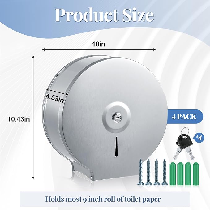 Mifoci 4 Pcs Industrial Toilet Paper Holder Commercial Roll Dispenser Wall - Image 2