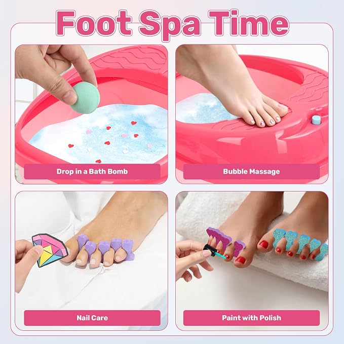 Kids Foot Spa & Nail Art Kit for Kids 4-12 – All-in-1 Foot Spa Set - Image 5