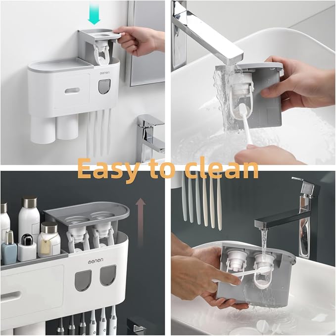 No-Drill Wall Mounted Toothbrush Holder, Bathroom Shelf, - Image 6