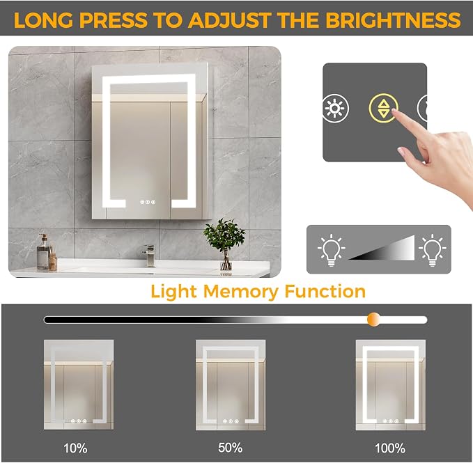 LED Bathroom Mirror 20 * 26 Stepless Dimmable Wall Mirrors - Image 8