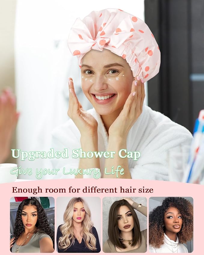 Shower Cap Luxury Shower Caps for Women Reusable Waterproof Hair Cap for Shower - Image 6