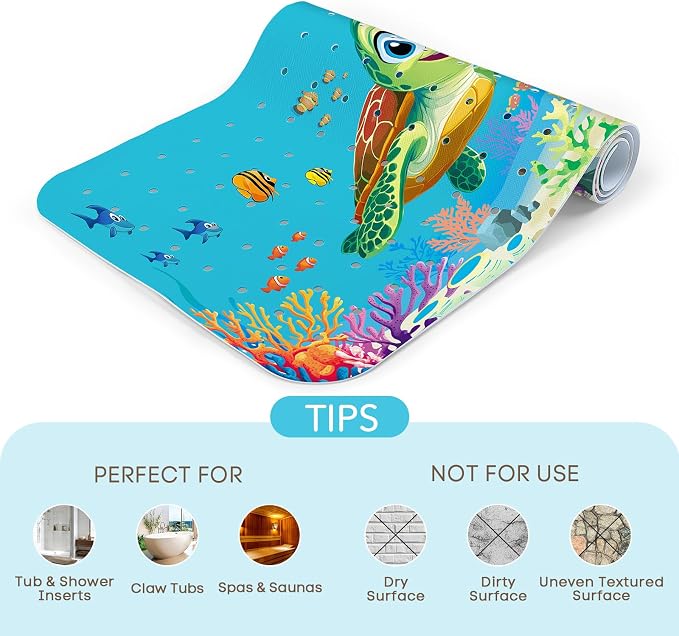 SHUCHING Baby Bath Mat for Tub Non Slip-40 X 16 Inch, Extra Long Kids Bathtub - Image 6