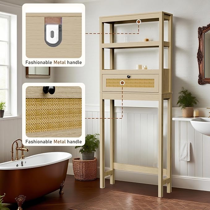 Over The Toilet Storage Cabinet, Behind Toilet Bathroom Organizer - Image 3