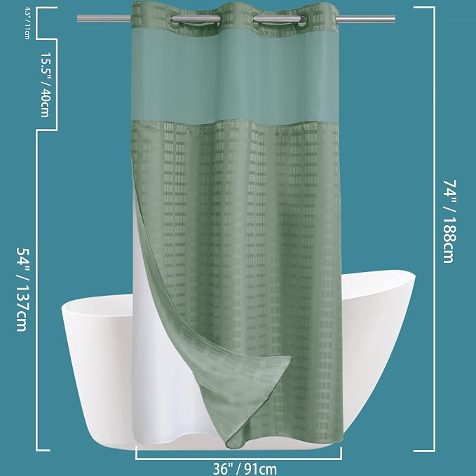 Conbo Mio Stall No Hook Sage Green Shower Curtain - Image 6