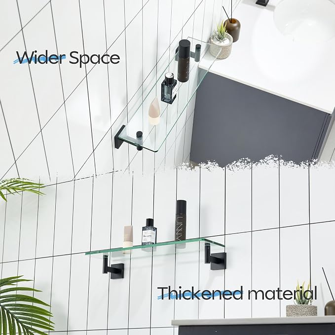 KOKOSIRI Bathroom Shelves Glass Floating Shelf 20-Inch - Image 4