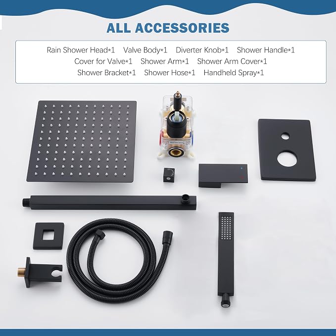 Black Shower System, Shower Faucet Set - Image 8