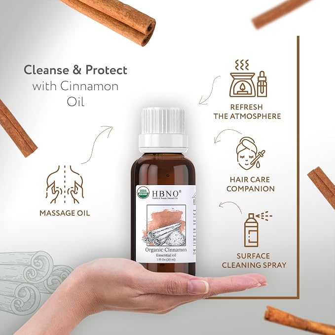 HBNO Organic Cinnamon Leaf Essential Oil - 1 oz Travel Size - USDA Certified - Image 2