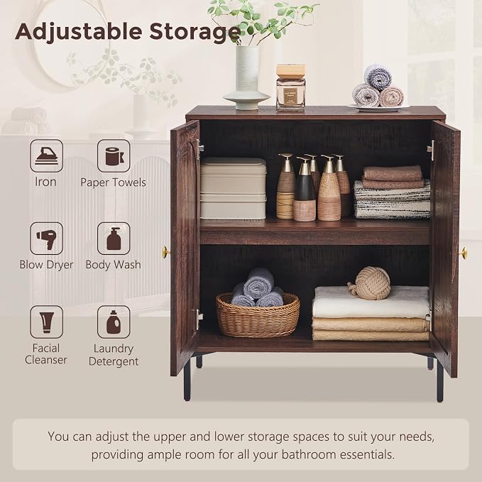 Bathroom Cabinet with Storage, 92.63" W Fluted Arched Free Standing Floor - Image 5