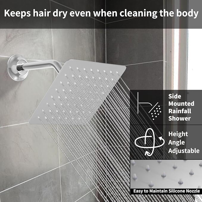 Polished Chrome Shower System Temperature Display Shower Set, Push Button - Image 2