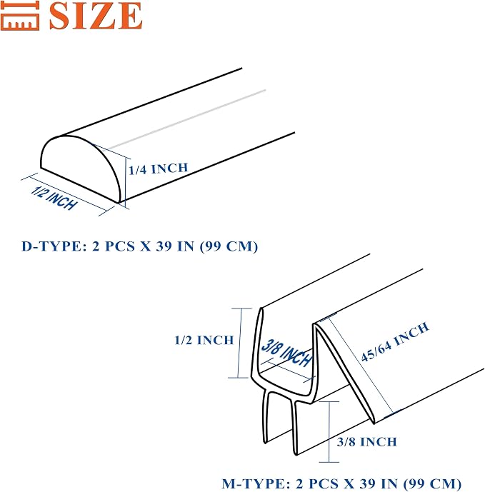 Frameless Shower Door Seal Strip 4 Pack x 39 Inch MD Glass Shower Door Bottom - Image 3