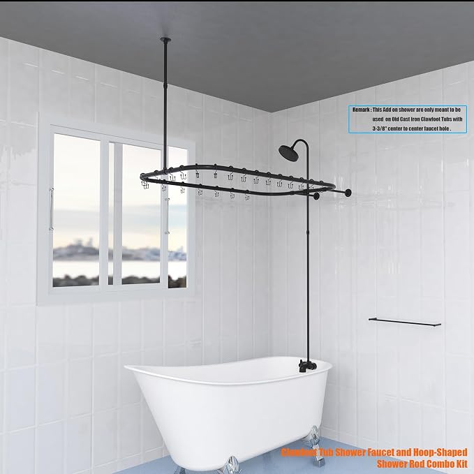 Clawfoot Tub Shower Kit, with Add On Bathcock Diverter Faucet and 48 Inch x 27 - Image 6
