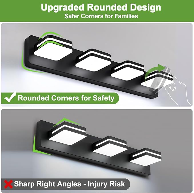 360° Rotate LED Dimmable Bathroom Vanity Light Fixtures, 1600LM Acrylic Matte - Image 5