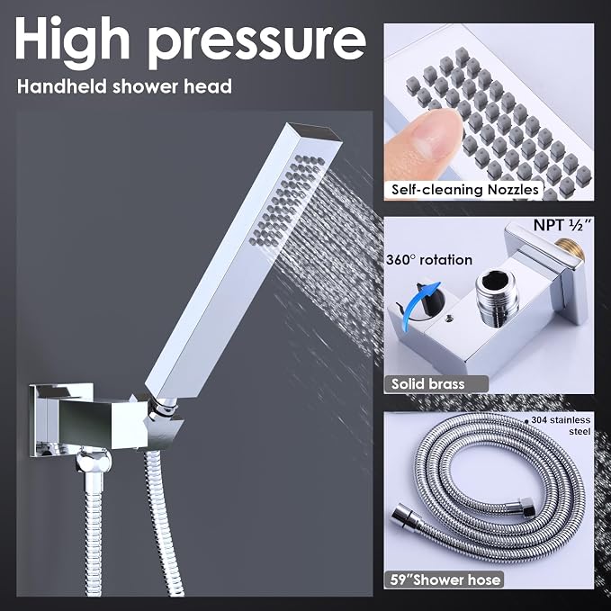 Enga Shower Body Jet System 12 Inch Ceiling Mounted Rainfall Shower Head - Image 5