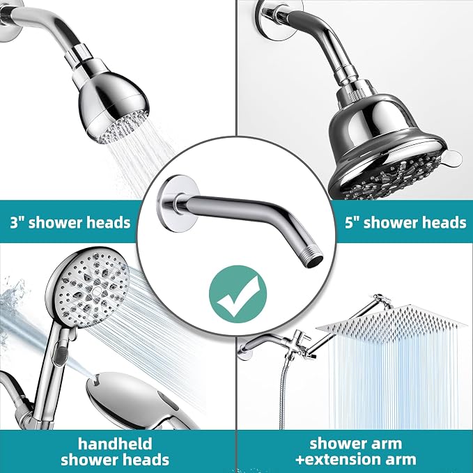 Cobbe Shower Arm with Flange and Teflon Tape, 10-Inches Wall Mounted Shower - Image 2