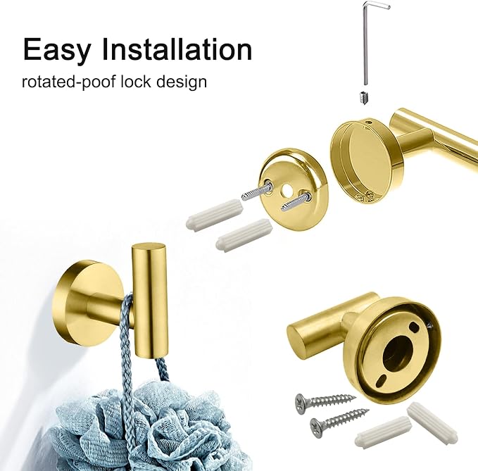 Bathroom Hardware Set, Toilet Paper Holders, Towel Rings, Robe Towel Hooks - Image 5