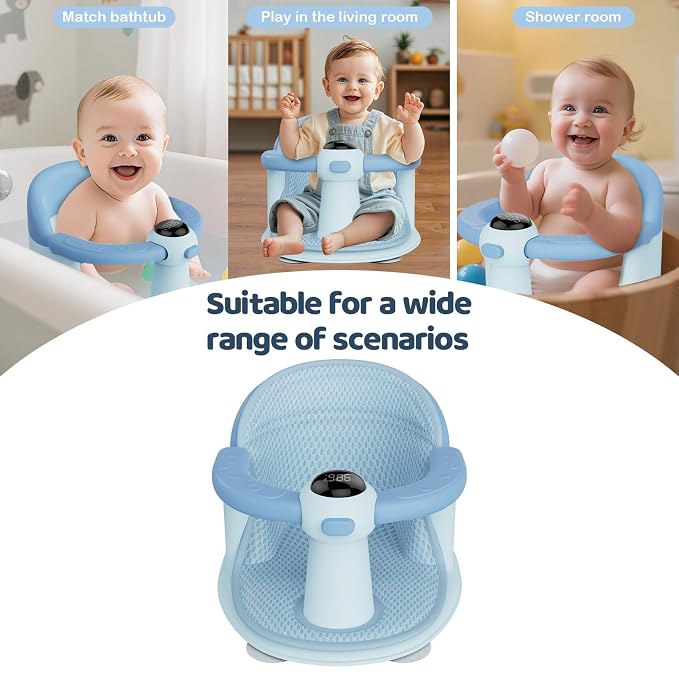 Baby Bath Seat-for Babies 6 Months & up, Water Temperature Display+Soft Cushion - Image 6