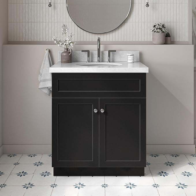 ARIEL Hamlet 31 Inch Black Bathroom Vanity - Image 2