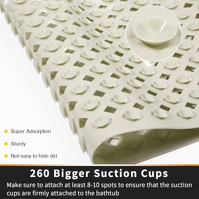 Yimobra Non Slip Bath Mat, Super Strong Suction Cups, 34.5"x15.5"Long Tub Mat - Image 2