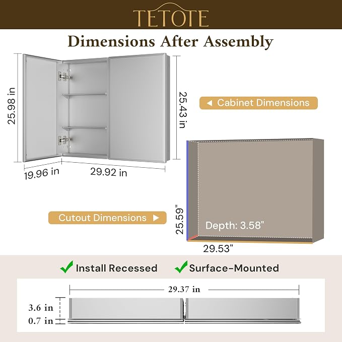 TETOTE 30 x 26 Bathroom Mirror - Image 2