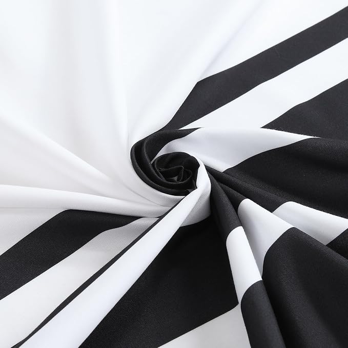 Extra Long White and Black Striped Shower Curtain 72x84 Inches, Waterproof - Image 2