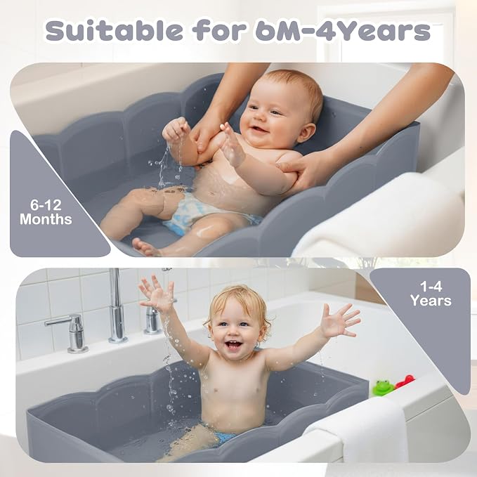 Collapsible Baby Bathtub for Shower, Reinforced Structure Infant Foldable Bath - Image 2