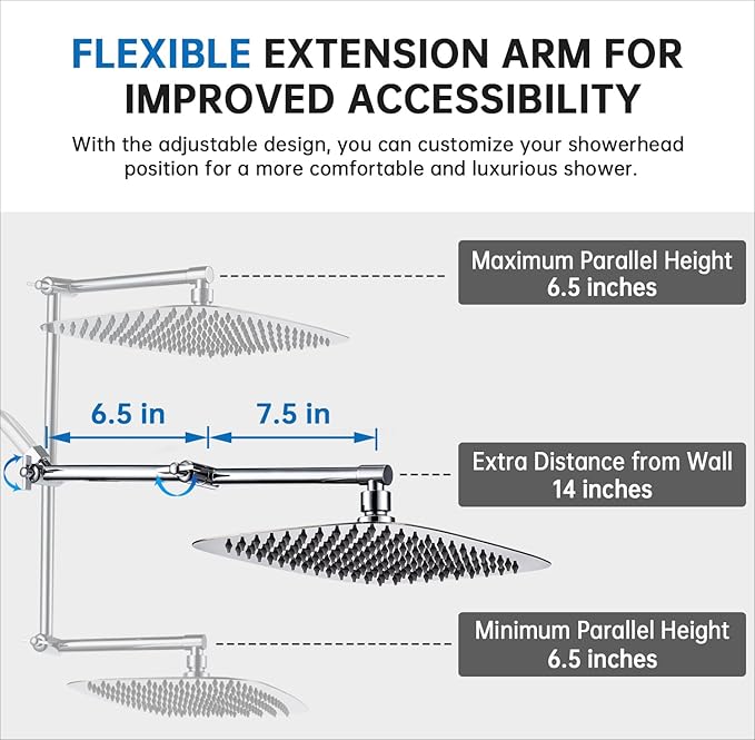 G-Promise All Metal 14 Inches Rainfall Shower Head - Image 4