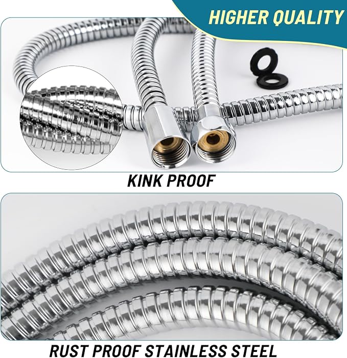 Shower Hose Extra Long 79 Inch, Stainless Steel Handheld Shower Head Hose - Image 6