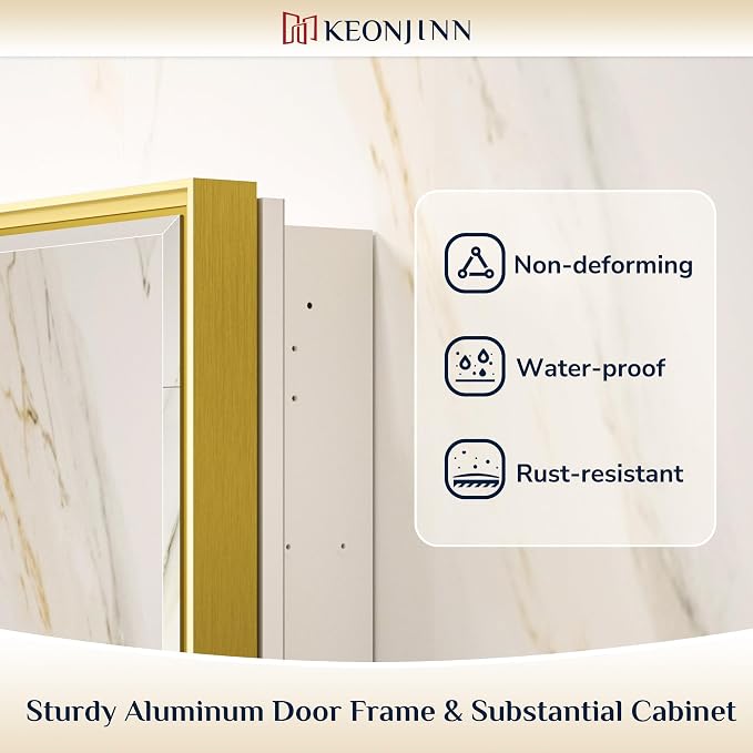 Keonjinn 21" x 27" Gold Medicine Cabinets - Image 3