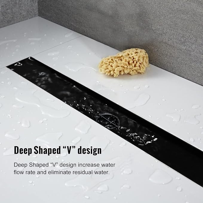 Linear Shower Drain, 18 inch Black Drain - Image 3