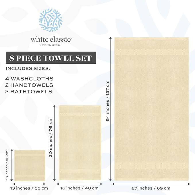 White Classic Luxury Bath Towel Set of 8 Pieces - Image 4