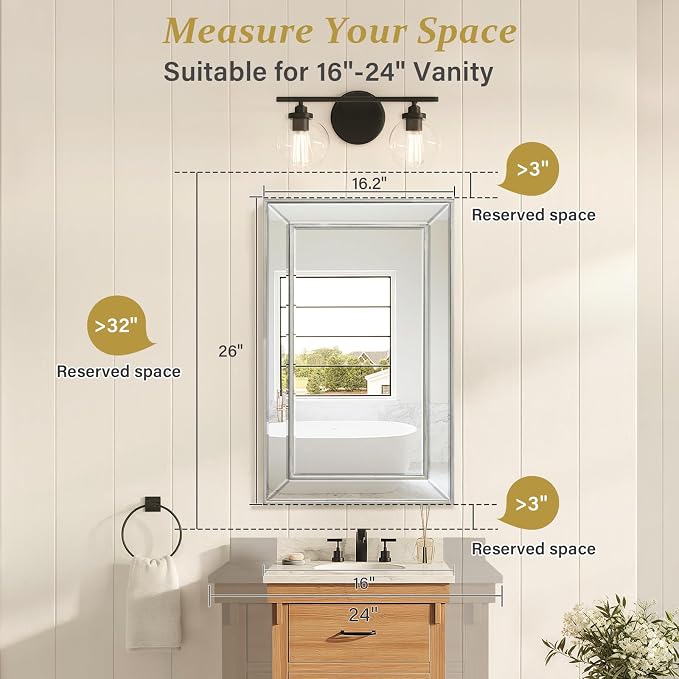 Medicine Cabinet with 16.2"x26" Mirror, Removable Shelves, Recessed or Wall - Image 8