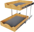 OCG Pull Out Drawers For Cabinets 14"W x 21"D, 2 Tier Heavy-Duty Slide out Wood by OCG