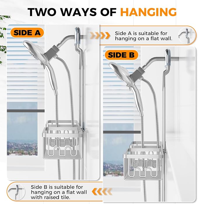 REINHARDT Aluminum Shower Caddy Hanging Adjustable Shower Caddy, Rustproof - Image 9