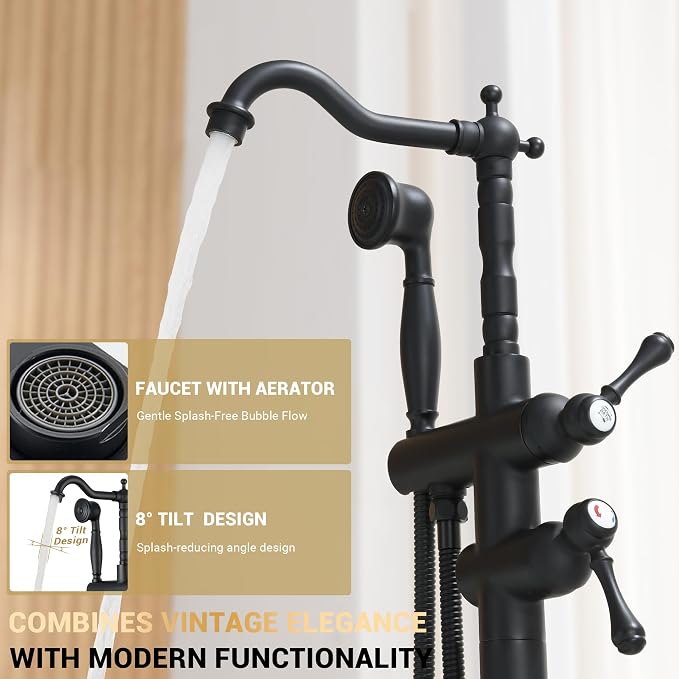 Freestanding Tub Faucet Sets, JetsBath Floor Mount BathTub Filler - Image 4