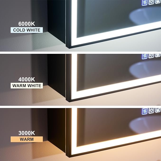 WELLFOR 30" X 30" LED Mirrored Medicine Cabinet, Medicine Cabinets - Image 8