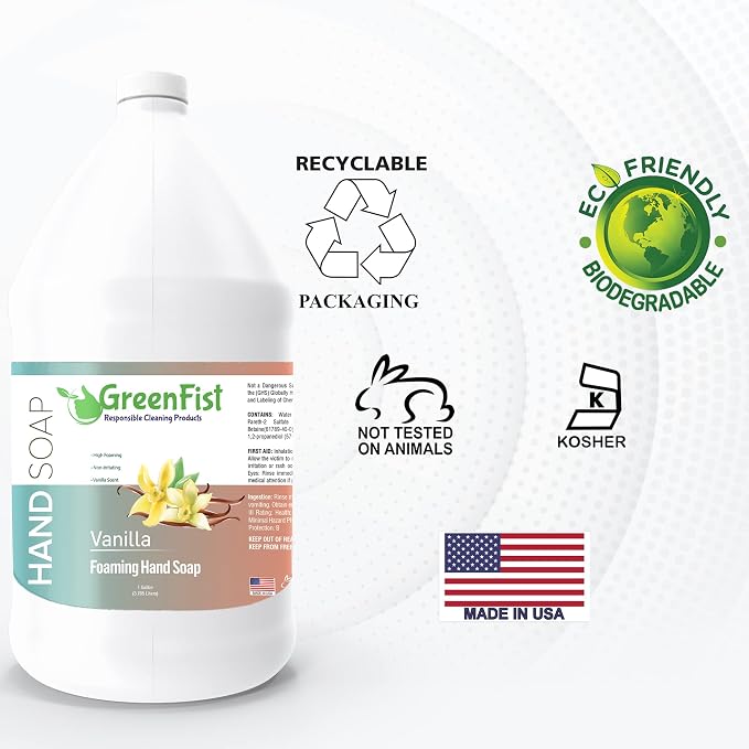 GreenFist Foaming Hand Soap Refills Vanilla Scent Jug Foam Refill Made in USA - Image 7