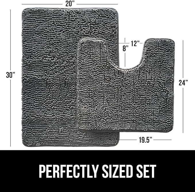 GORILLA GRIP Bathroom Rug Sets, Soft Chenille 2 Piece Area Rugs Set, Toilet - Image 2
