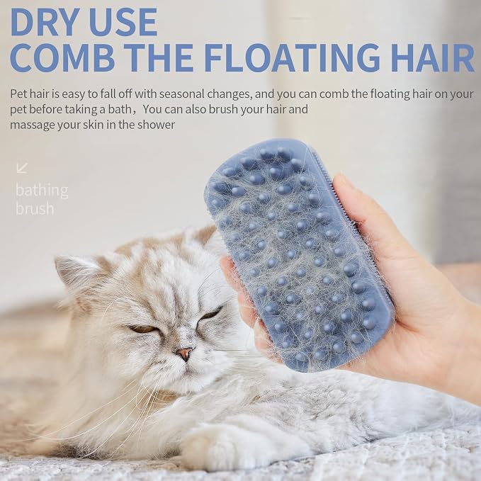 Dog Grooming Brush Pet Shampoo Bath Rubber Bristles Soothing Massage Curry Comb - Image 3