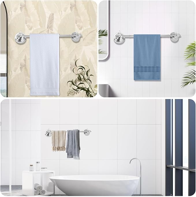 Suction Cup Towel Bar for Shower, 15.75''-25.6'' Adjustable Stainless Steel - Image 2