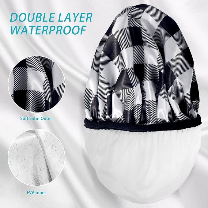 Aquior Shower Cap, Premium Soft Silky Satin Reusable Hair Cap - Image 6