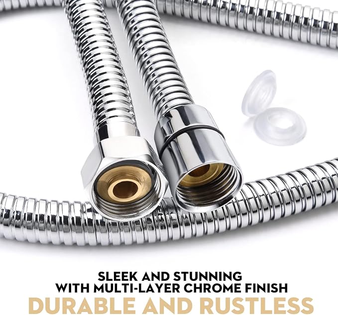 Shower Hose Extra Long 90 Inches Brushed Chrome Handheld Shower Head Hose - Image 2