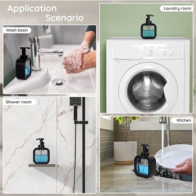 Segbeauty 10.1oz Black Foaming Soap Dispenser, 300ml Square Foam Bottle - Image 5
