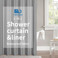 2-in-1 Waterproof Fabric Shower Curtain or Liner, Linen Textured, Breathable by THAIGEE