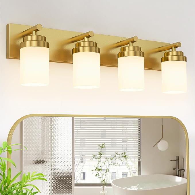 IZORRO Bathroom Vanity Light Fixture, 4-Light 30 Inch Gold Bathroom Light by IZORRO