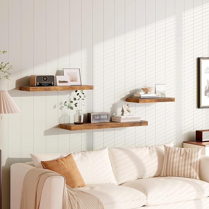 Floating Shelves for Wall, 1.5" Thick Wall Shelf Set of 4 - Image 4