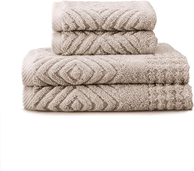 Texere 100% Organic Cotton Diamond Jacquard 700 GSM Luxury Bath Towel Sets by TexereSilk