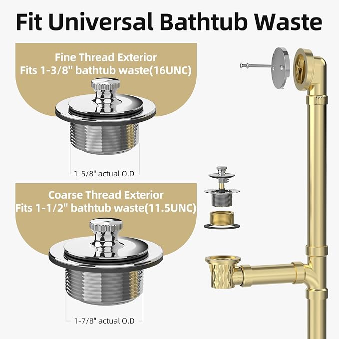 Chrome Plated Bathtub Drain, Hair Catcher and 2-Hole Overflow Faceplate - Image 3