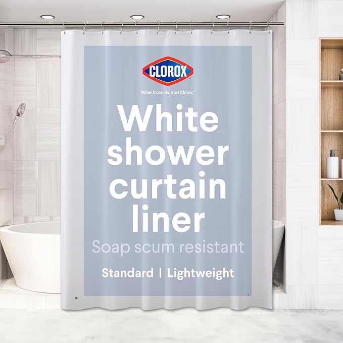 Clorox Shower Curtain Liner, Premium Lightweight Flexible Waterproof 4g PEVA by MainstreamInternational