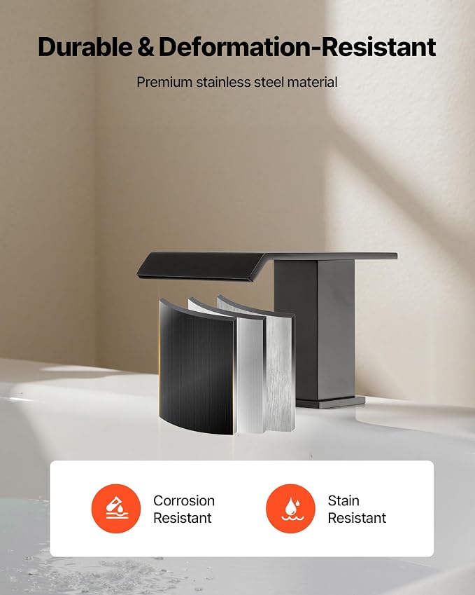 VEVOR Roman Tub Faucet, 3 Hole Waterfall Bathtub Faucet, Roman Bathtub Faucets - Image 4