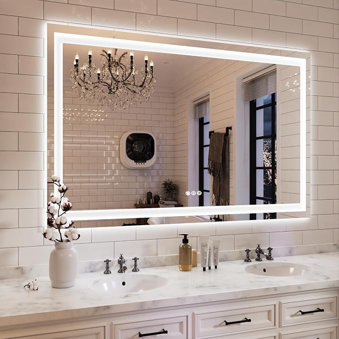 ISKM 55'' x 40'' LED Mirror for Bathroom Lighted Vanity Mirror for Wall Front by ISKM-IStillKeepMovin